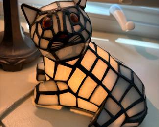 Stained Glass Cat Lamp, Tiffany Style