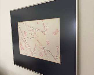 Framed Print of Cherry Blossoms and Butterflies