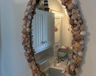 Seashell Embellished Oval Mirror