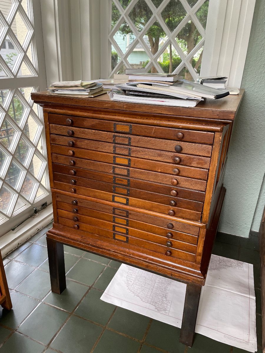 Antique Flat File 12 Drawer Cabinet