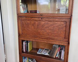Unusual Antique Oak Lawyers Bookcase with Drop Front Desk