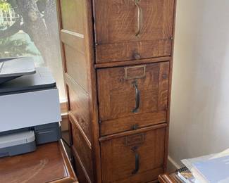 Unusual Antique Oak File Cabinet