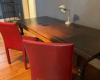 Pair of red leather chairs