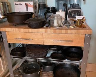 Rolling Butcher Block Top Kitchen Island