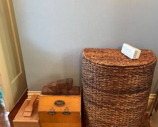 Shoe Shine and wicker Hamper