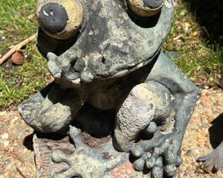 Large Vintage Cement Frog 