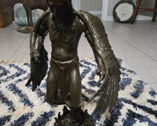 European Bronze and Marble Native American Dance Inspired by R.W. Lang