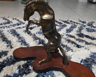 Bronze Horse on Wood Base