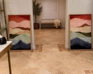Multicolor large framed abstract artwork (set of 2)