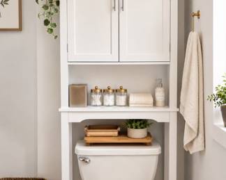 Two over-the-toilet shelves