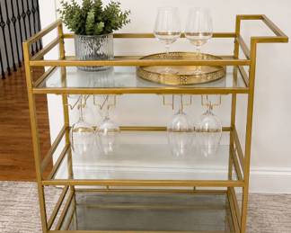 Gold and glass bar cart