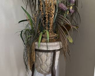 6’ tall, wrought iron stand with floral arrangement 