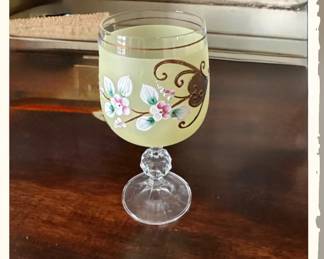  Vintage hand painted Bohemian crystal sniffer 