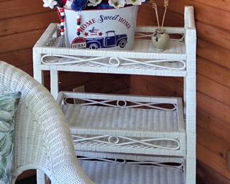 Vintage Wicker Bar cart on wheels