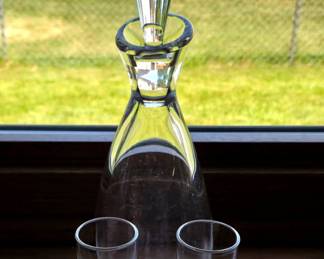 Fine Vintage Steuben glass Decanter & (2) Cordial glasses
