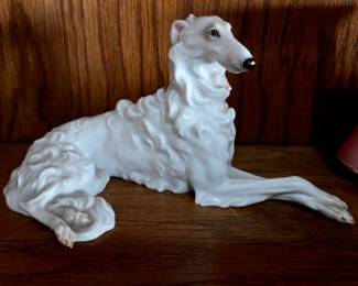 Fine Antique Austrian Augarten Wien Porcelain Borzoi Dog