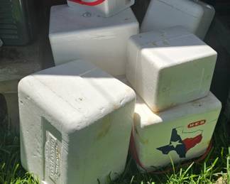 lots of Styrofoam coolers