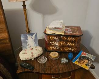 side table with decor