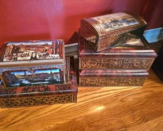 lots of German gingerbread boxes, metal