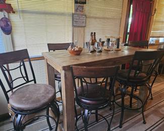 6 barstools and high table, great for entertaining