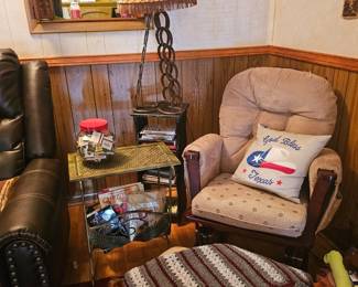 rocker with ottman, tables and a great lamp