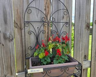#133	Metal Hanging Flower Holder w/Flower - 18x10x27	 $30.00 