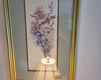 #7	Set of 3 Floral Prints in Wood Gold Painted Frame signed and numbered Print 1281/1900 by Burtrand- set of 3 pictures - Large one 35x28  Small one each measures 14x21	 $45.00 