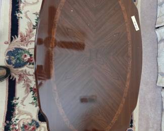 #5	Wood Oval Coffee table w/q/a legs - 45x28x16 - as is few blemishes	 $60.00 