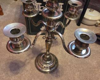 #63	Silverplate 5 Candle Candelabra	 $45.00 