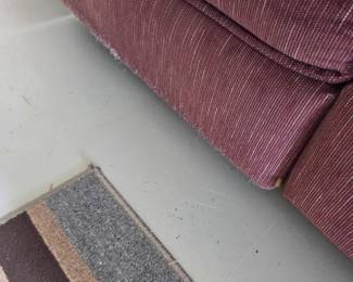 #90	Action Lane - Double Recliner Sofa - 118" - Heavy You Move Burgundy (has some scratches on one side bottom) 	 $10.00 