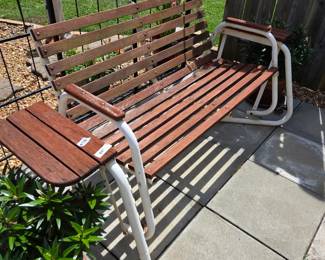 #128	Metal/Wood Glider/Rocker w/side Table - 69" Long	 $75.00 