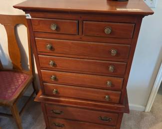 #14	Lingerie Chatham Cherry Chest w/8 drawers - 26x16x44 (has minor finish issues)	 $125.00 