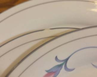 #78	Vintage Lenox Set of Iris on Gray - Mixed Set of China (7 dinner plates, 6 medium plates, 8 small plates, 6 cups)	 $30.00 