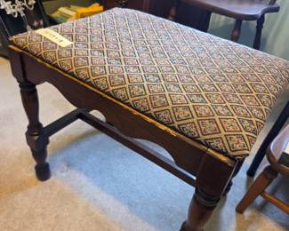 #31	Wood Stool w/Tapestry Top covered - Needs Tightening - 20x14x18	 $20.00 