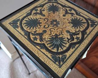 #25	Metal End Table w/Mosaic Tile Top - 8x8x20	 $20.00 
