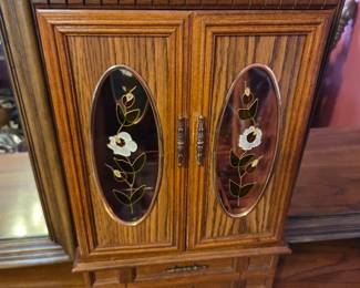 Wood Jewelry Armoire w/2 Glass front Door and 3 drawers - 12x7x21	 $30.00 