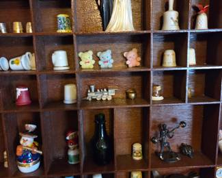 #57	Wood Shadow Box w/Cast Iron Pieces and other figures and trinket Boxes - 21x18x2	 $85.00 