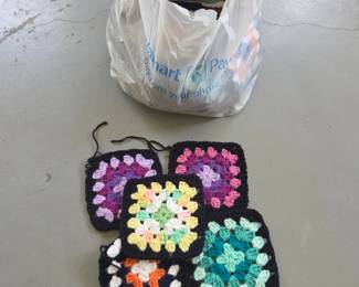 #151	Crocheted Squares different colors approx. 40 pcs (some started) 6"x6"	 $25.00 