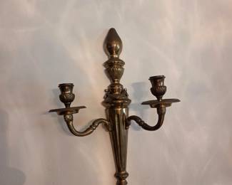 #15	Pair of Solid Brass Double Candle Wall Sconces - heavy - 14" Tall	 $40.00 