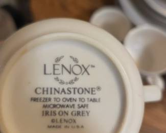 #78	Vintage Lenox Set of Iris on Gray - Mixed Set of China (7 dinner plates, 6 medium plates, 8 small plates, 6 cups)	 $30.00 