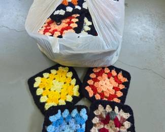 #150	Crocheted Squares different colors approx. 40 pcs (some started) 6"x6"	 $25.00 