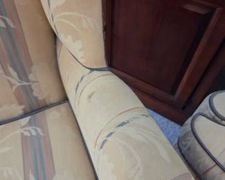 #9	Pem-Kay Set of 2 Wingbacks  Gray Sides w/Cream w/mauve and blue stripes - sold as  a pair	 $75.00 