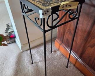 #25	Metal End Table w/Mosaic Tile Top - 8x8x20	 $20.00 