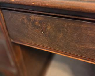 #33	Wood Desk w/8 Drawers (missing one pull but inside the drawer, one drawer missing stoppers) - 44x23x29	 $50.00 