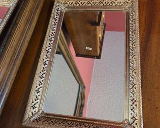 #53	Gold Rectangular Framed Mirrored Tray - 15x10	 $25.00 
