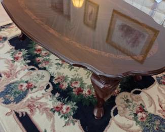 #5	Wood Oval Coffee table w/q/a legs - 45x28x16 - as is few blemishes	 $60.00 