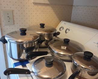 #79	Revere Ware Copper Bottom Set of Cookware - 10 pieces (includes lids)	 $40.00 