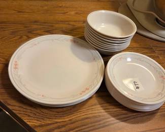 #77	Corelle Set of 6 Dinner plates, 8 salad bowls and 12 Small Plates - Rose Pattern	 $25.00 