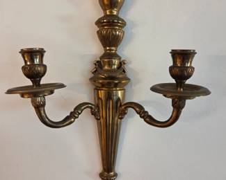 #15	Pair of Solid Brass Double Candle Wall Sconces - heavy - 14" Tall	 $40.00 