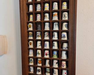 #28	Thimble Collection of 50 thimbles in Wood Shadow Box - 9x16	 $45.00 